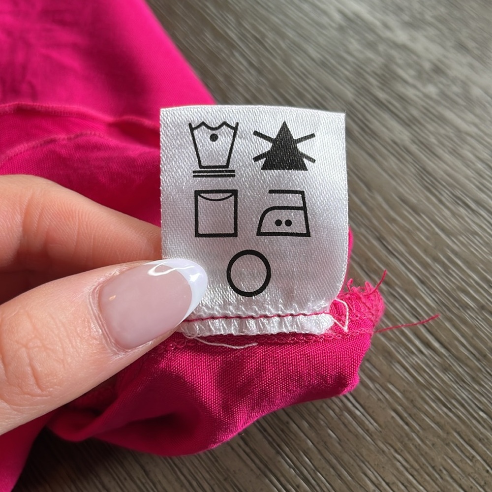 Hot Pink lightweight Tunic cover up Mini Dress S | resortwear tropical vacation - Picture 13 of 13